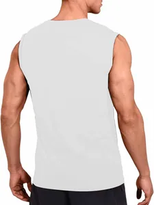 Detailed back view of men's white quick-dry sleeveless athletic training tank top