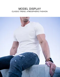 Close-up detail of a white slim-fit men's sports T-shirt designed for fitness and running
