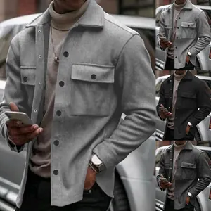 Giacca da Uomo Casual in Misto Cotone Con Colletto a Punta Monopetto Multitasca Tinta Unita Vestibilità Aderente Top
