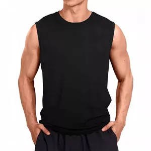 Men's black quick-dry sports tank top for gym fitness running and basketball training