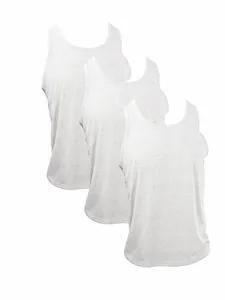 Pack of three grey men's athletic training tank tops featuring soft breathable fabric