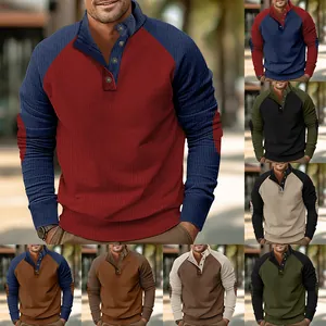 Men's casual raglan sleeve corduroy sweatshirt with various color combinations