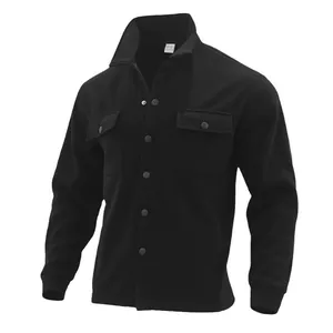 Giacca casual da uomo nera slim fit con bottoni a pressione e tasche sul petto