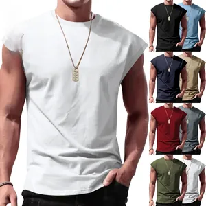 Collectie heren tanktops zonder mouwen in verschillende kleuren met een losse pasvorm