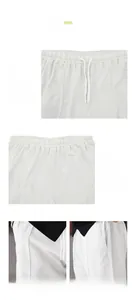 Detailed view of men's white quick-dry straight pants with elastic drawstring waist
