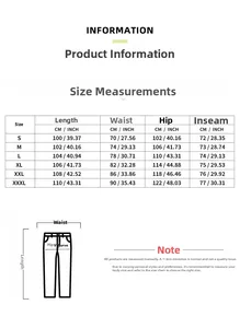 Detailed size chart for men's quick-dry loose straight-leg casual pants in CM and INCH