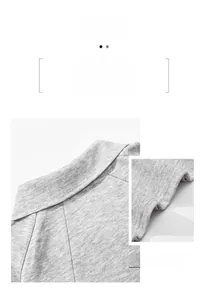 Detail shot of grey heavyweight polo collar sweatshirt fabric texture