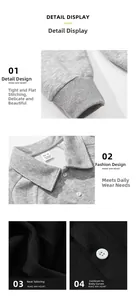 Detailed close-up showing the lapel collar, buttons, and ribbed cuffs of men's polo sweatshirt