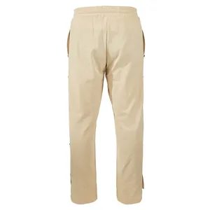 Pantalon décontracté en coton et lin pour hommes, kaki, avec taille élastique et boutons