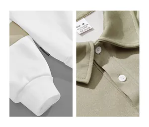 Close-up of polo collar and ribbed cuffs on men's casual sweatshirt