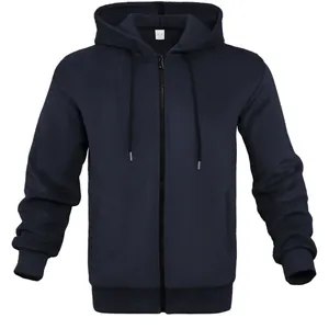 Giacca da uomo con cappuccio blu navy e trama a nido d'ape per il tempo libero in autunno