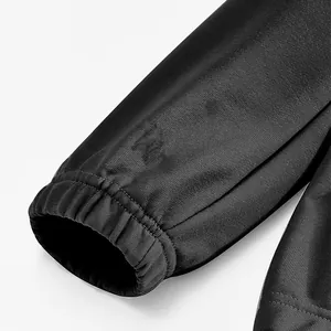 Detailed view of men's black ribbed corduroy sweatshirt with elasticated cuff