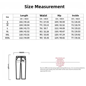 Guida alle taglie per pantaloni sportivi da uomo con lunghezza vita fianchi e interno gamba