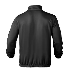 Back view of a men's black ribbed corduroy stand-collar casual sweatshirt jacket