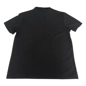 Detailed back view of a classic black men's short-sleeved waffle knit polo shirt