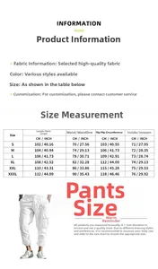Comprehensive size guide for men's multi-pocket cargo pants in CM and INCH units
