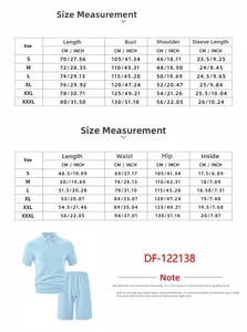 Detaillierte Größentabelle für das hellblaue Herren-Set aus Jacquard-T-Shirt und Shorts