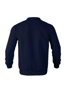 Detailed back view of a navy blue jacquard knit cardigan showing textured patterns