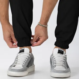 Black cargo joggers for men with loose fit and elastic cuffs for a casual look
