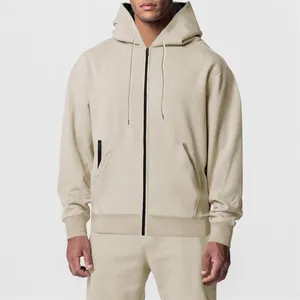Set uomo felpa con cappuccio e zip e pantaloni sportivi color kaki per sport invernali