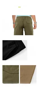 Detailed close-up views of men's loose sports shorts showing fine stitching and pocket design