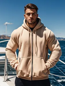 Felpa con Cappuccio da Uomo Autunno Inverno Tinta Unita Foderata in Pile Giacca con Zip Casual Taglio Comodo Sportivo Manica Lunga Top