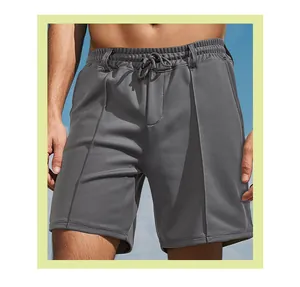 Detailed close-up of grey breathable sports shorts for men with textured fabric