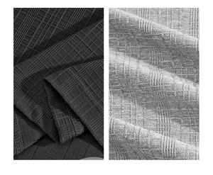 Close-up of textured waffle fabric for men's Henley T-shirt showing stitching details