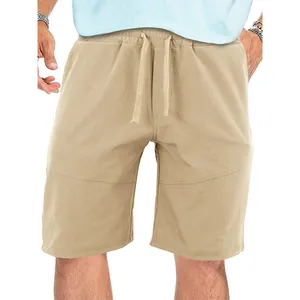 Men's loose khaki drawstring shorts for casual summer wear and athletic workout activities