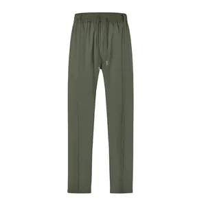 Pantaloni casual uomo verde oliva a gamba dritta con coulisse elastica in vita e cucitura