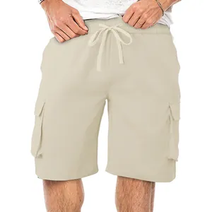 Pantaloncini cargo casual da uomo kaki, pantaloncini estivi leggeri e larghi per lo sport