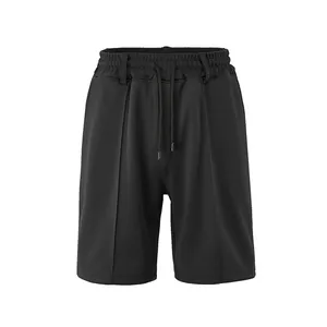 Men's breathable black sports shorts with drawstring and elastic waist for training