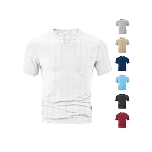 Slim fit men's V-neck Henley shirt in textured white fabric with color variants