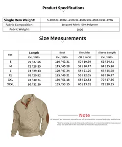 Detaillierte Größentabelle für Herren Jacquard-Strick Henley-Hemd