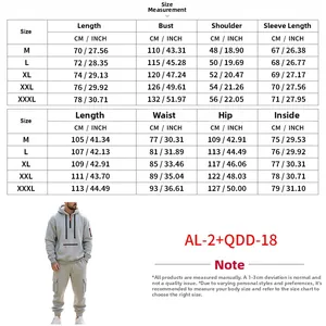 Guide des tailles détaillé pour ensemble de jogging cargo gris homme avec design multi-poches