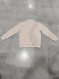 Vista posteriore del maglione beige da uomo con collo a lupetto e trama a trecce