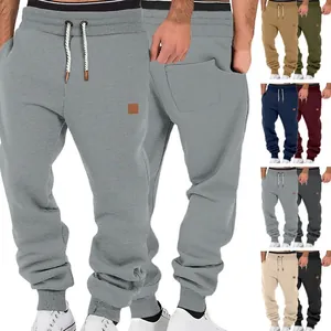 Men's Winter Fleece Lined Joggers Warm Athletic Sweatpants Elastic Drawstring Waist Ribbed Cuff Running Trousers Casual Sportswear