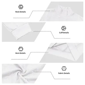 Dettagli del maglione bianco in maglia jacquard con colletto, polsini e orlo a coste