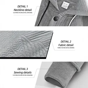 Détails d'un sweat à capuche jacquard pour homme montrant l'encolure et la texture.