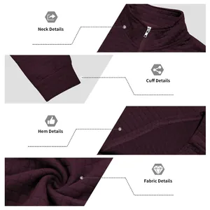 Vues détaillées du sweat-shirt bordeaux en jacquard avec col montant à demi-zip fin