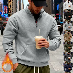Detailansicht des Herren-Fleece-Sweatshirts mit halbem Reißverschluss und Farbvarianten