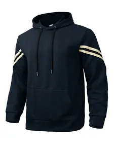 Detailed macro view of navy blue jacquard textured heavyweight hoodie for men's sports