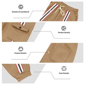 Dettagli del pantalone cargo da uomo: cintura, tasche e polsini delle caviglie
