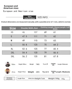 Size chart for men's retro cotton long-sleeved Henley shirt with detailed dimensions