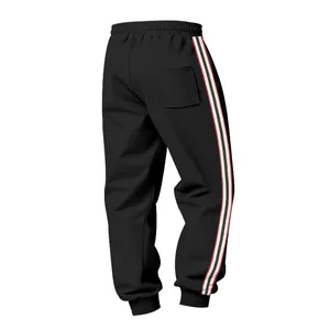 Pantaloni della tuta neri da uomo con fodera in pile e striscia laterale classica