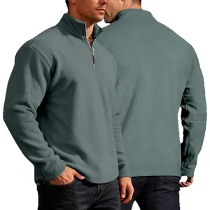 Herren-Fleece-Sweatshirt mit halbem Reißverschluss und Stehkragen für Herbst und Winter