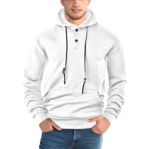 Sweat à capuche blanc pour homme avec motif jacquard et poche kangourou