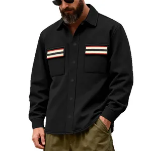 Veste de travail noire pour hommes, style américain, avec rayures sur les poches