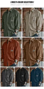 Men's vintage corduroy work shirt available in 7 colors for casual and daily wear