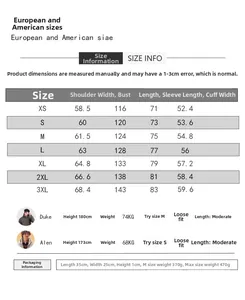 Detailed size chart and model trial information for vintage military cotton work shirt